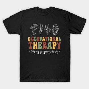 Groovy Floral Therapy Assistant Pediatric Occupational Therapy T-Shirt